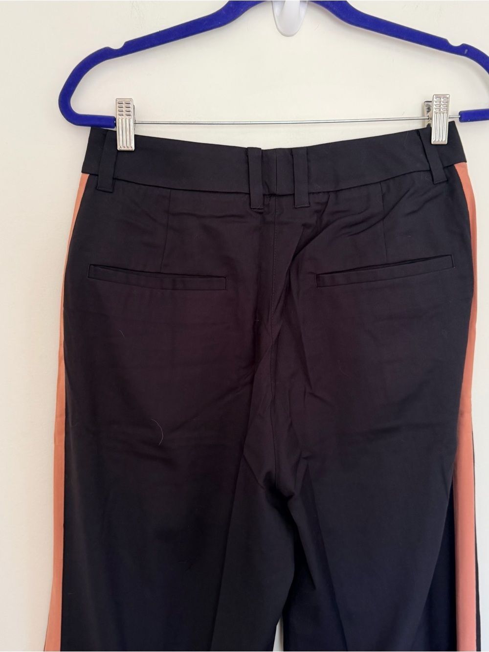 Wildfang The Empower Wide Leg Trouser Mauve Pink Side Stripe black pants - Picture 7 of 9